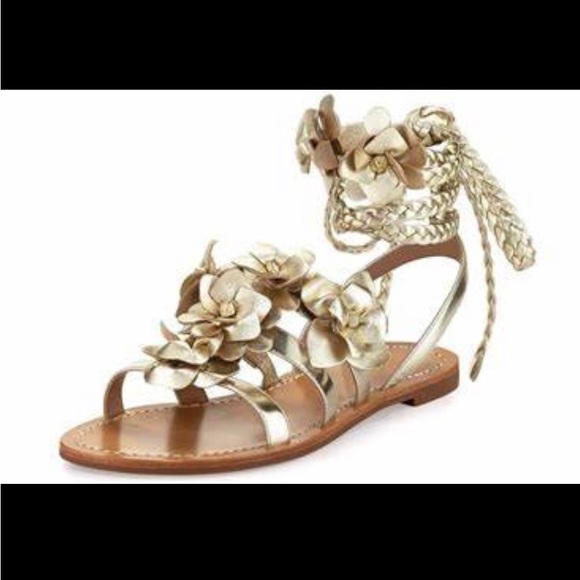 Authentic Gold Tory Burch Wrap Gladiator Sandals - Picture 4 of 6
